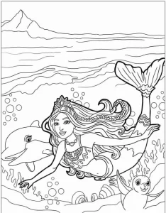 coloriage Barbie Sirene a telecharger