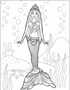 coloriage Barbie Sirene pour enfant de 10 ans