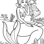 coloriage Barbie Sirene à imprimer pour enfant de 10 ans