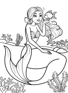 coloriage Barbie Sirene à imprimer pour enfant de 10 ans