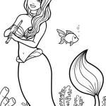 coloriage Barbie Sirene et decoupage