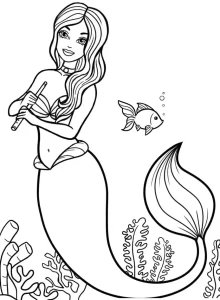 coloriage Barbie Sirene et decoupage