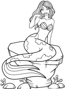 coloriage Barbie Sirene a dessiner et imprimer