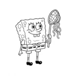 imprimer coloriage Bob et son filet à méduses gratuit