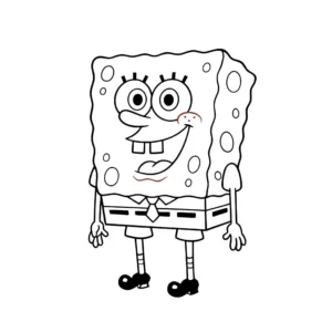 coloriage Bob l’éponge souriant à imprimer