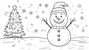 coloriage Bonhomme de neige à imprimer pour enfant de 10 ans