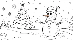 coloriage Bonhomme de neige à imprimer pour enfant de 12 ans