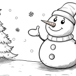 coloriage Bonhomme de neige à imprimer pour enfant de 8 ans