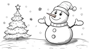coloriage Bonhomme de neige à imprimer pour enfant de 8 ans