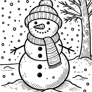 coloriage Bonhomme de neige à imprimer pour enfants