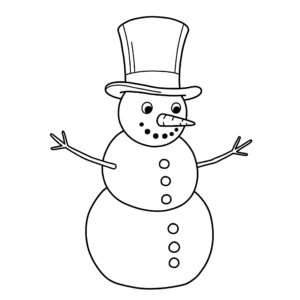 coloriage Bonhomme de neige avec un chapeau gratuit a imprimer