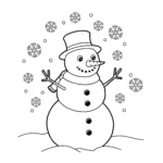 coloriage Bonhomme de neige et flocons de neige gratuit