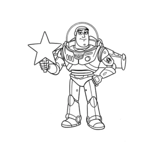 imprimer coloriage Buzz avec une étoile gratuit