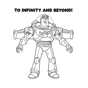 coloriage Buzz qui dit sa phrase célèbre à imprimer pour enfant de 10 ans