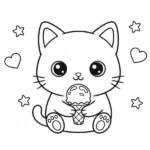 coloriage Chat Kawaii à imprimer pour enfant de 7 ans