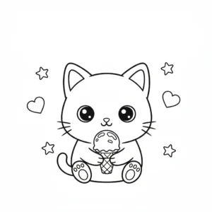 coloriage Chat Kawaii a imprimer