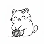 coloriage Chat Kawaii à imprimer pour enfant de 6 ans