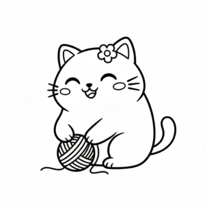 coloriage Chat Kawaii à imprimer pour enfant de 6 ans