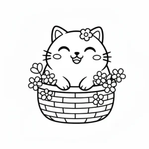 coloriage Chat Kawaii pour enfant gratuit