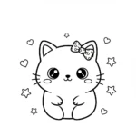 coloriage Chat Kawaii pour enfant a imprimer gratuit