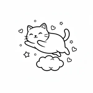 coloriage Chat Kawaii pour enfant a imprimer gratuit