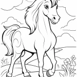 coloriage Chevaux à imprimer pour enfant de 4 ans