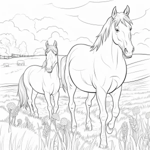 imprimer coloriage Chevaux pour enfant