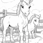 coloriage Chevaux à imprimer pour enfant de 7 ans