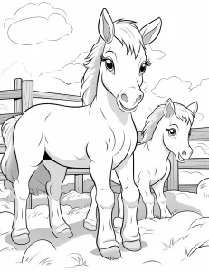 coloriage Chevaux à imprimer pour enfant de 7 ans