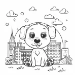 coloriage Chien à imprimer kawaii