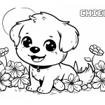 coloriage Chien et découpage à imprimer