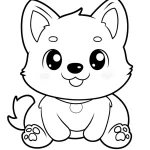 coloriage Chien Kawaii à imprimer pour enfant de 8 ans
