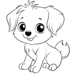 coloriage Chien Kawaii à imprimer pour enfant de 2 ans