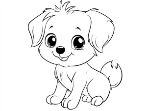 coloriage Chien Kawaii à imprimer pour enfant de 2 ans