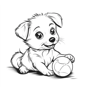 image de coloriage Chien Kawaii pour enfant
