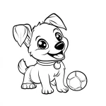 coloriage Chien Kawaii à imprimer pour enfants
