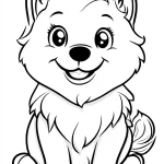 imprimer coloriage Chien Kawaii pour enfant
