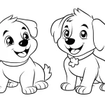 coloriage Chien Kawaii et apprentissage