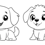 coloriage Chien Kawaii à imprimer pour enfant de 4 ans