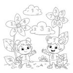coloriage Chiffres dans la Nature a colorier en ligne gratuitement