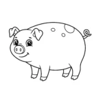 coloriage Cochon à queue bouclée pour enfant de 5 ans