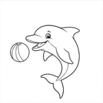 coloriage Dauphin jouant avec un ballon a telecharger