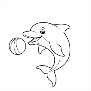 coloriage Dauphin jouant avec un ballon a telecharger