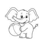 coloriage Elephant and a Ball pour enfant de 3 ans
