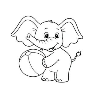 coloriage Elephant and a Ball pour enfant de 3 ans