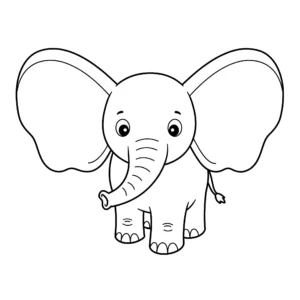 coloriage Éléphant aux grandes oreilles à imprimer pour enfant de 4 ans