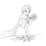 coloriage Elsa qui crée un flocon de neige pour enfant de 2 ans