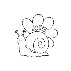 coloriage Escargot avec une coquille de fleur à imprimer pdf gratuit