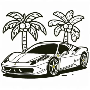 coloriage Ferrari a imprimer pour enfant de 4 ans
