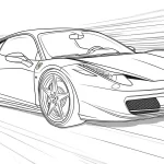 coloriage Ferrari à imprimer pour enfant de 8 ans